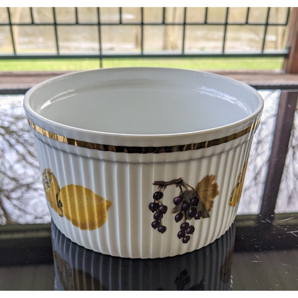 Vtg Royal Worcester Evesham 6" Gold Souffle Casserole Dish Shape 46 #2 Lemon